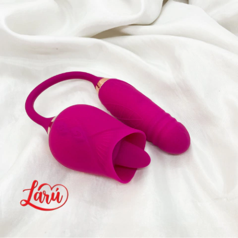 ROSE VIBRADOR 2 EM 1 (LINGUADOR + PENETRADOR VAI E VEM) MAGENTA - comprar online