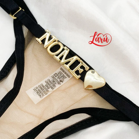 CALCINHA PERSONALIZÁVEL PRETO ILUSION + 5 LETRAS - comprar online