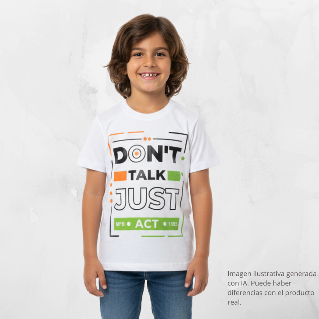 Remera de varón con estampa fondo blanco