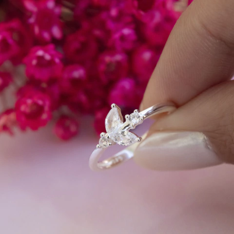 Anel Flor Prata 925