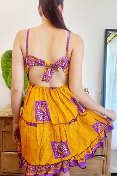 VESTIDO/SOLERO CORTO DHELI VIOLETA Y MOSTAZA - comprar online
