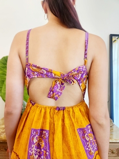 VESTIDO/SOLERO CORTO DHELI VIOLETA Y MOSTAZA - HUBERTA