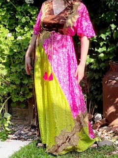 VESTIDO GAIA FUCSIA ROSA VERDE MARRÓN BEIGE - comprar online
