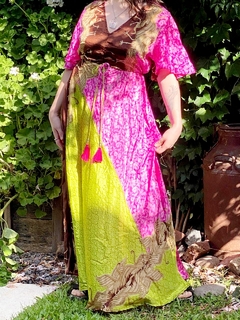 VESTIDO GAIA FUCSIA ROSA VERDE MARRÓN BEIGE en internet