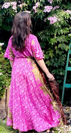 VESTIDO GAIA FUCSIA ROSA VERDE MARRÓN BEIGE - HUBERTA