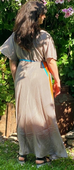VESTIDO GAIA TURQUESA NARANJA MARRÓN BEIGE - comprar online