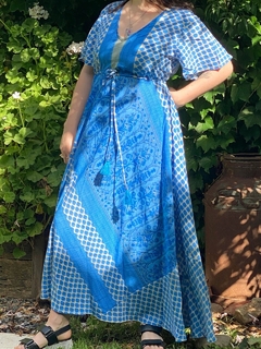 VESTIDO GAIA CELESTE BLANCO AZUL