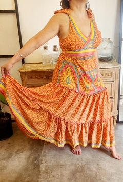 VESTIDO/SOLERO CHITI NARANJITA CORAL AMARILLO TURQUESA