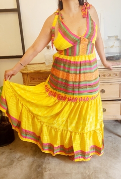 VESTIDO/SOLERO CHITI AMARILLO VERDE FUCSIA - comprar online