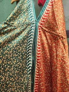 VESTIDO SOLERO DAYA CON ESPALDA DESCUBIERTA VERDE ROJO DORADITO en internet