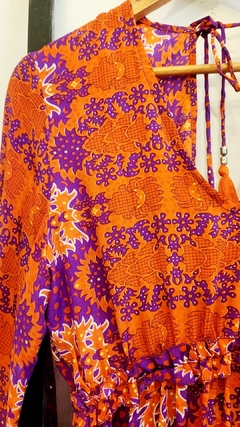 VESTIDO CORTO BALI VIOLETA Y NARANJA en internet