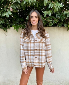 CAMISACO MALÚ DE PAÑO DOBLE CAMEL BEIGE Y NATURAL - HUBERTA