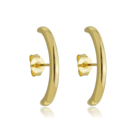 Brinco Ear Hook Minimalista Elegância Discreta em Banho de Ouro 18K