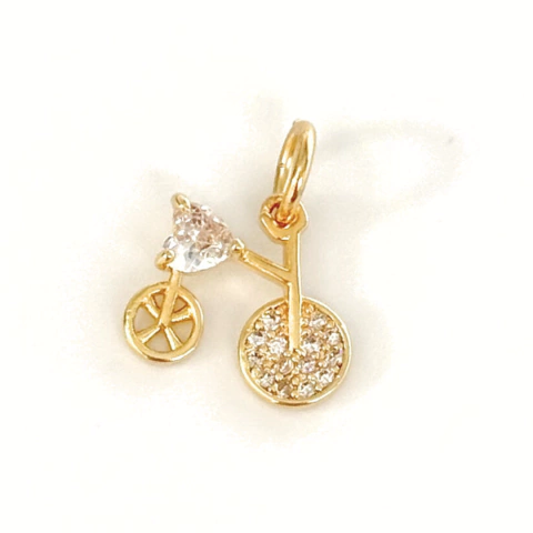 Pingente Charme Bicicleta no Banho de Ouro 18k
