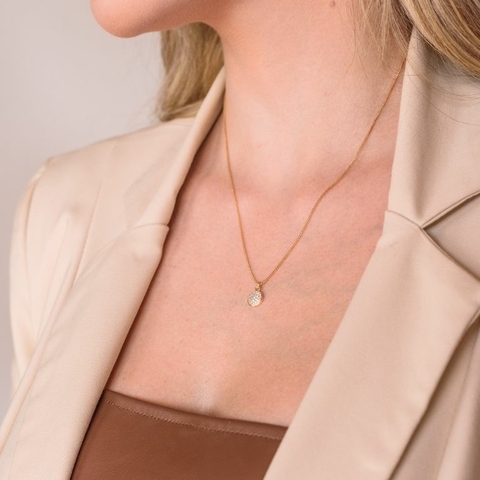 Colar Pingente de Micro Zircônias em Banho Ouro 18K