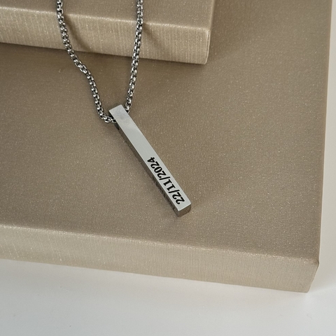 Corrente Masculina Personalizado Pingente Barrão Gravação a Laser em Aço
