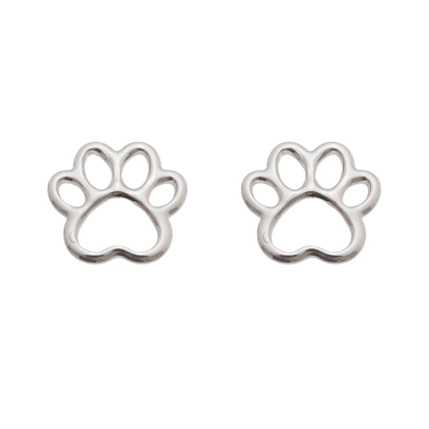 Brinco de Patinha de Cachorro em Banho de Ródio Branco