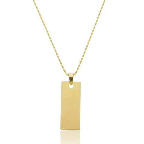 Colar Personalizado + Gravação Pingente Placa Corrente 45cm Banho de Ouro 18k