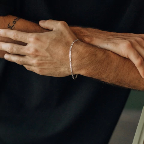 Pulseira Elo 3x1 de 3 mm e 21 cm em Prata 925