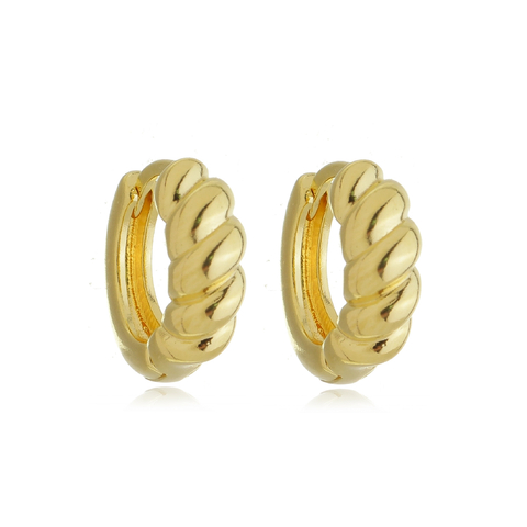 Brinco Argola Croissant Frente M Elegância e Versatilidade em Banho de Ouro 18K