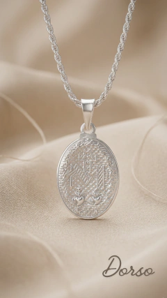 Collar Soga y Dije Virgen Milagrosa de 20cm - Largo Cadena 40cm+ 5cm - Plata - Santa Margarita Joyas
