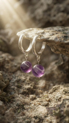 Aros Piedra Natural Amatista - 8mm - Plata - comprar online