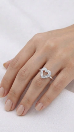Anillo AB Corazón Calado con cubics