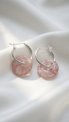 Aros Dona Piedra Natural Cuarzo Cherry (25mm) Plata