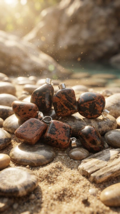 Dije Obsidiana Mahogany (1.5cm a 2cm aprox) Plata - comprar online