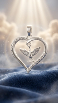 Dije de Plata Corazón y Espíritu Santo - 20mm - comprar online