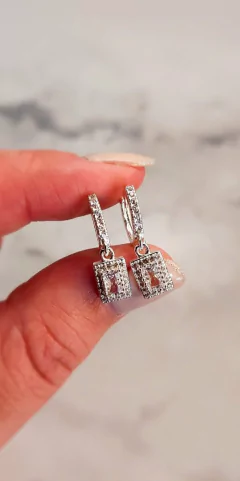 Argollitas 12mm con dije rectangulo AB Premium micropave - comprar online