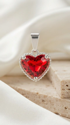 Dije de plata corazón Lovely - 12mm - Rojo - comprar online