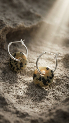 Aros Dona Piedra Natural Jaspe Dálmata (25mm) Plata - comprar online