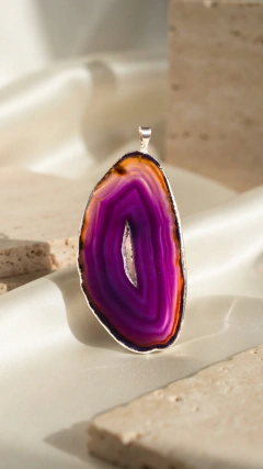 Dije Ágata Violeta con Electro en Plata - comprar online