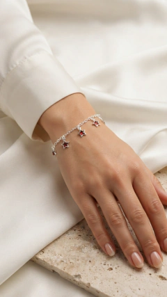 Pulsera AB Estrellitas Rojas -19cm - comprar online