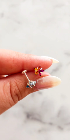 Abridores de plata SW estrella 8mm fucsia tornasol - comprar online