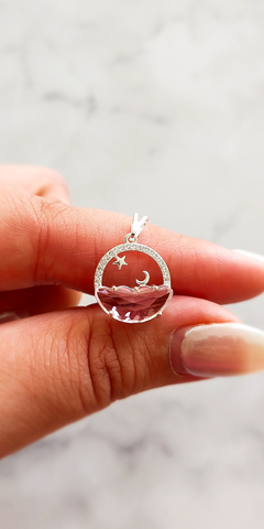 Dije de plata Horizonte Rosado 15mm - comprar online