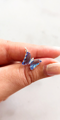 Dije de plata Mariposa Azul 2cm simple - comprar online
