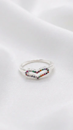 Anillo AB Corazón Multicolor calado - comprar online