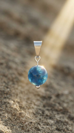 Dije Ágata Azul Esfera 8mm - Plata 925 Piedras Naturales - comprar online