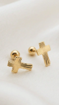 Abridores Cruz Radiante - 10mm - Laminado en Oro 18k