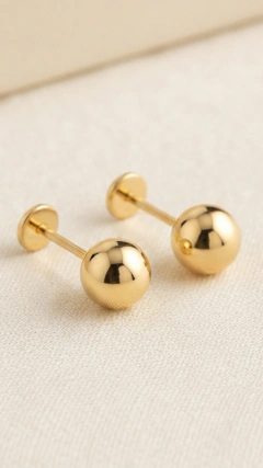 Abridores Bolita Lisa 6mm - Laminado en Oro 18k