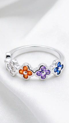 Anillo AB Margaritas Cubics Multicolor- Modelo 51