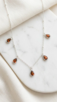 Collar AB Gotitas Cristal Rojo Fuego - 40cm - comprar online