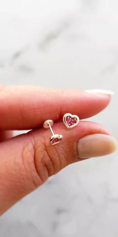 Abridores de plata esmaltados corazón fucsia - comprar online