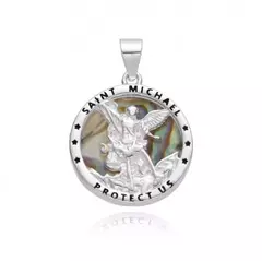 Dije San Miguel con Nácar tornasol 2cm - Plata925 importada - comprar online