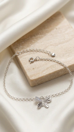 Pulsera Mariposa 18cm + 5cm extensión - Plata Laminada - comprar online