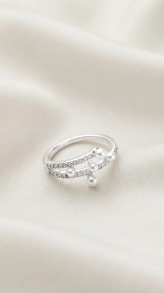 Anillo AB Destellos Cubics y perlas