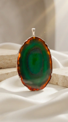 Dije Ágata Verde con Electro en Plata