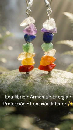 Aros 7 Chakras - Piedras Naturales 4.7cm Acero Quirúrgico - Santa Margarita Joyas